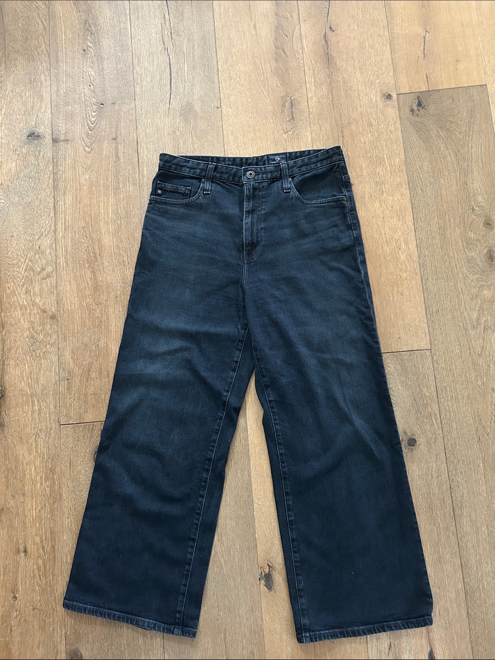 Ag Adriano Goldschmied Black Wide-Leg Women's Jeans